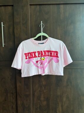 Zara Pink Panther Pink Graphic Crop Tee